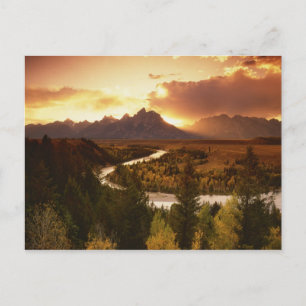 Teton Range vid solnedgång, från Snake River Vykort