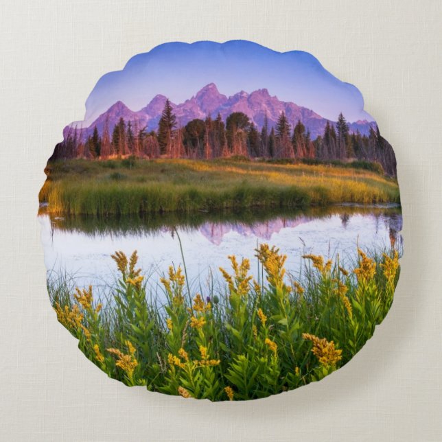 Teton soluppgång rund kudde (Framsidan)