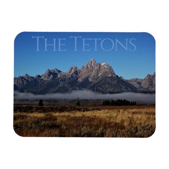 Tetons med Fog Grand Teton nationalpark Magnet (Horisontell)