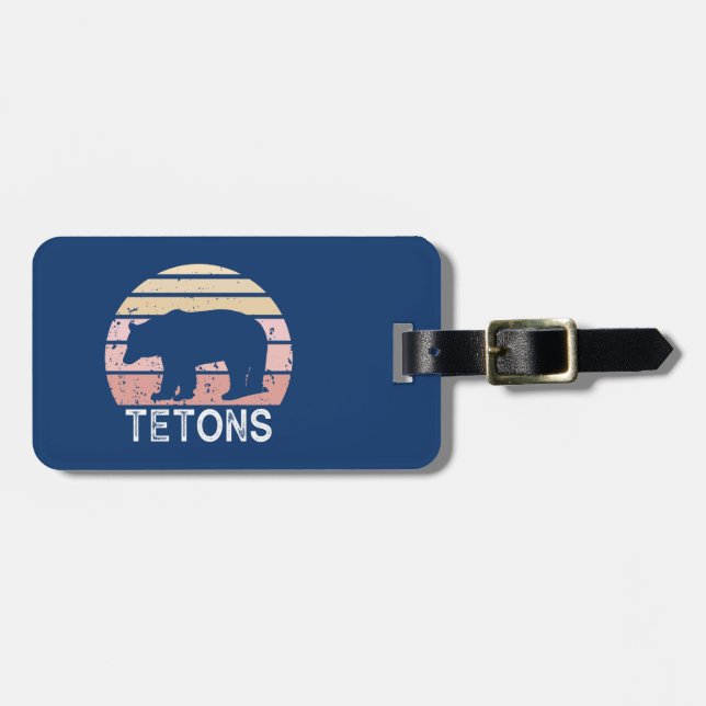 Tetons Retro Bear Bagagebricka (Horisontell Framsida)
