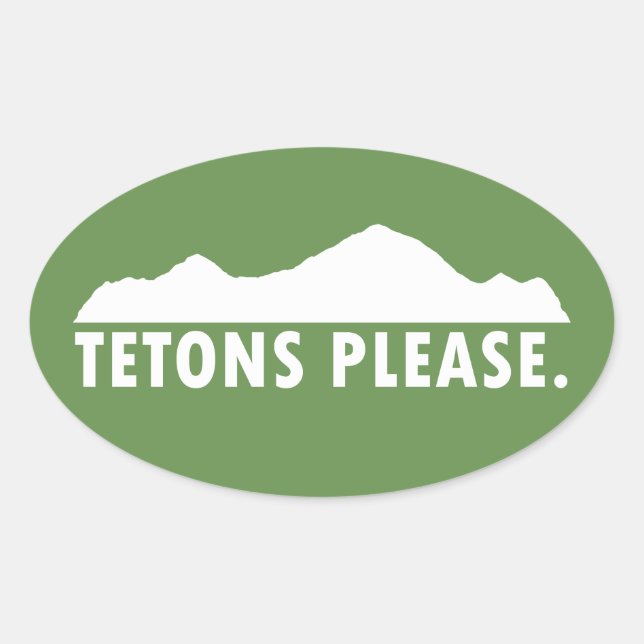 Tetons, tack ovalt klistermärke (Framsida)