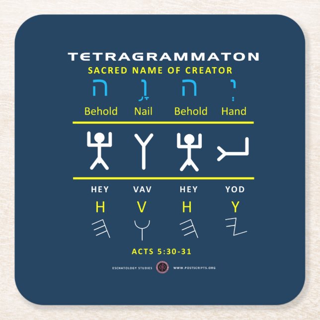 Tetragrammaton YHVH Underlägg Papper Kvadrat (Framsidan)