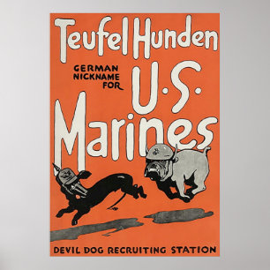 Teufel Hunden ~ Vintage Världskrig 1. Poster