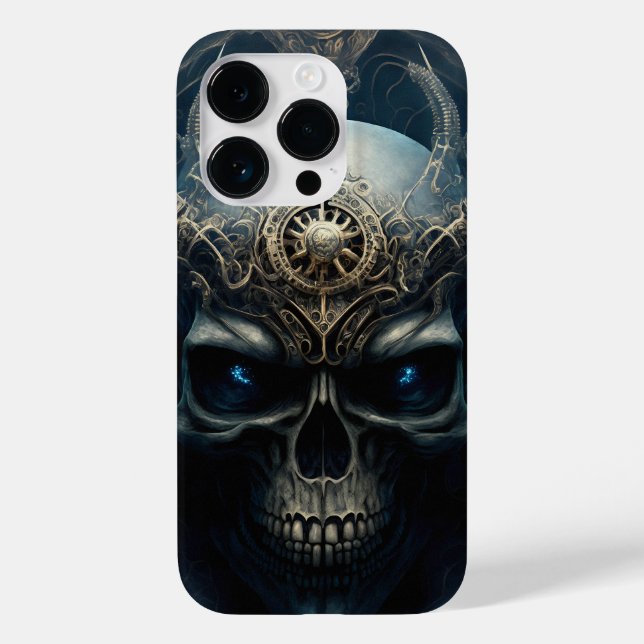 Teufel Totenkopf mit funkelnden blauen Augen (Baksida)