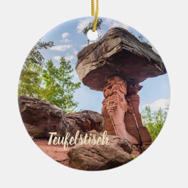 Teufelstisch Hinterweidenthal Pfalz Tyskland gåva Julgransprydnad Keramik (Framsidan)