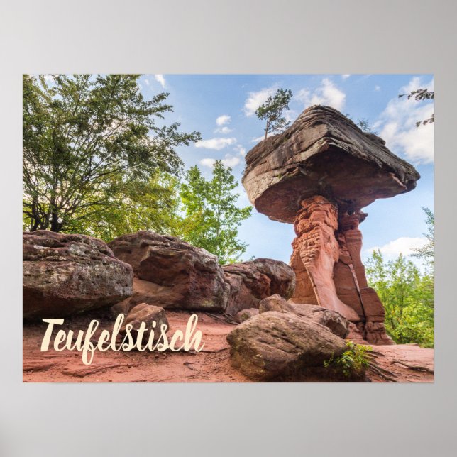 Teufelstisch Hinterweidenthal Pfalz Tyskland gåva Poster (Framsidan)