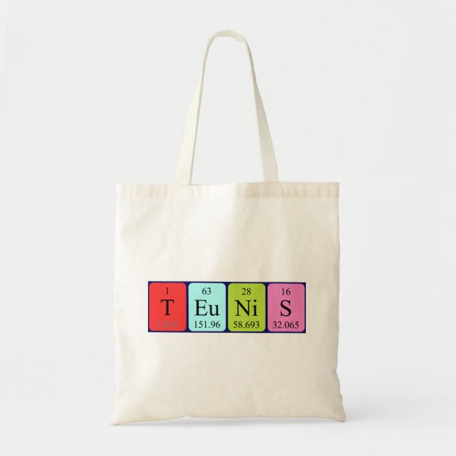 Teunis periodiska bord namn tote bag tygkasse (Framsidan)