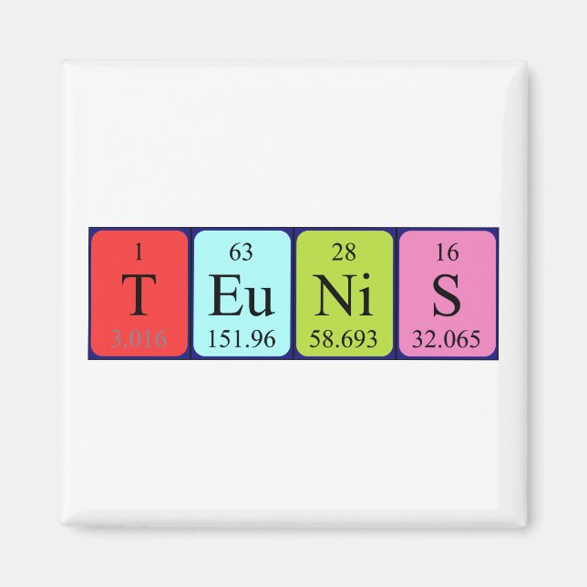Teunis periodiska magnet bord namn (Framsidan)