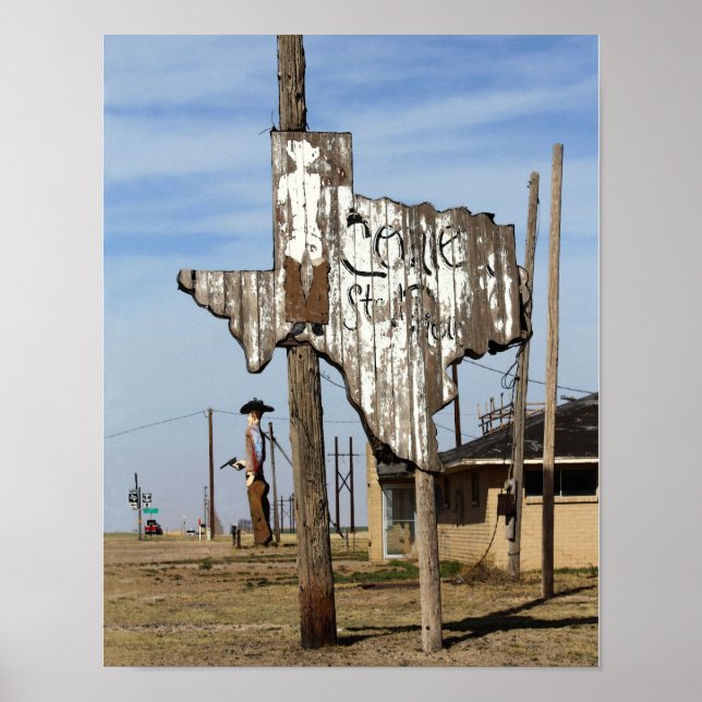 Tex och Texas Steakhouse Sign Poster (Framsidan)