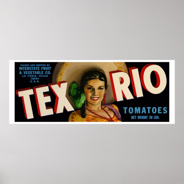 Tex Rio (märkning av tomater i Vintage) Poster (Framsidan)