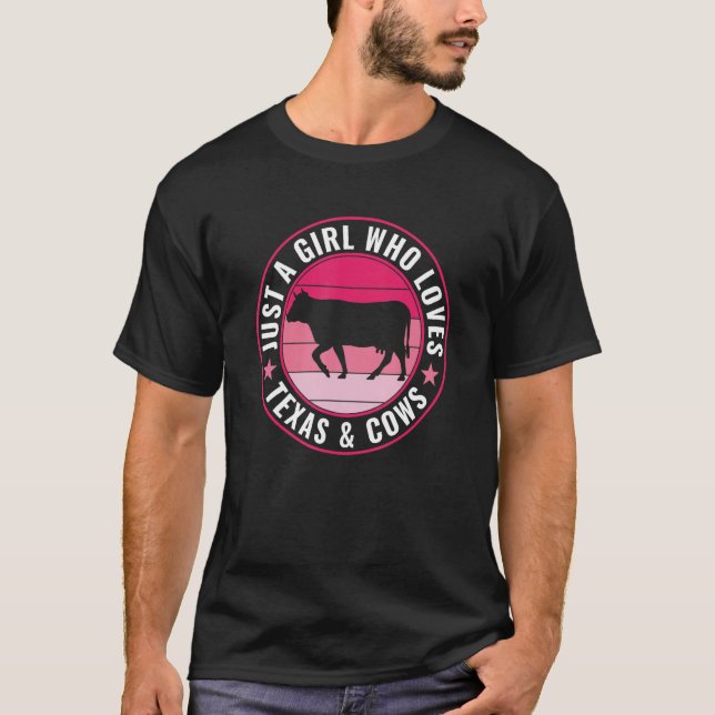 Texan är bara en flicka som Kärlek Texas och Cows  T Shirt (Framsida)