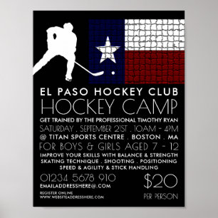 Texan Flagga, Hockey Player, Camp Advertising Poster