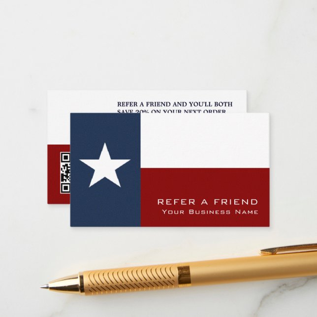 Texan Flagga, Texas Business Reference Card Tilläggskort (Fram/Back In Situ)