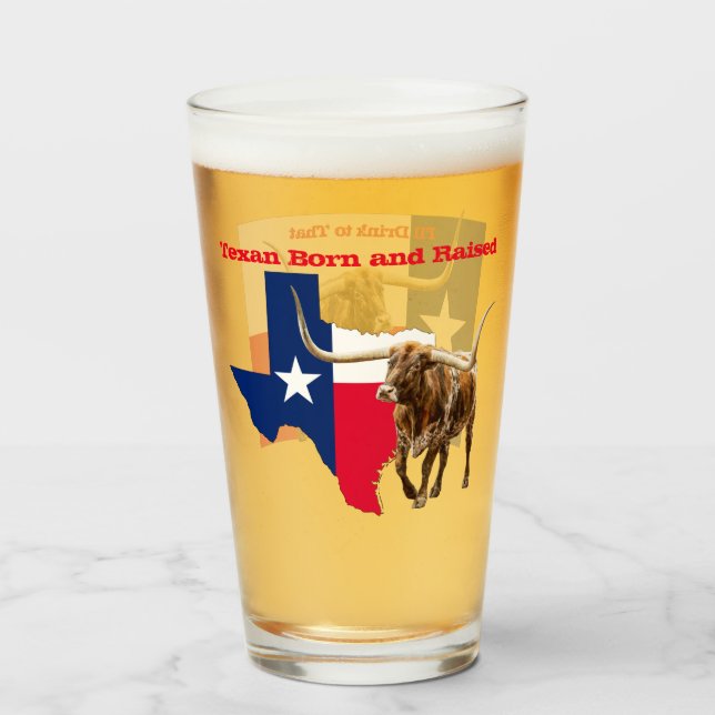 Texan, född och upphöjd, ölglas glaskopp (Framsida fylld)