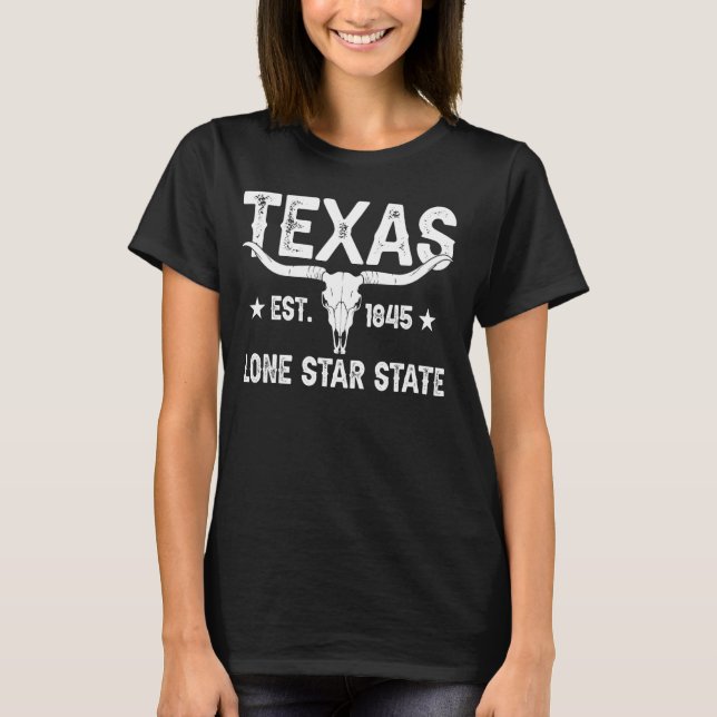 Texan Funny Texas Est 1845 T Shirt (Framsida)