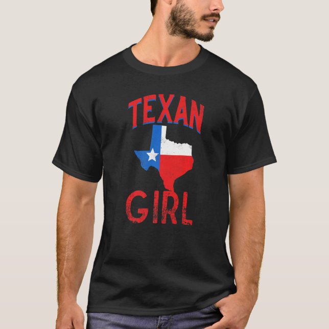 Texan Girl Flagga Proud Texas Vintage T Shirt (Framsida)