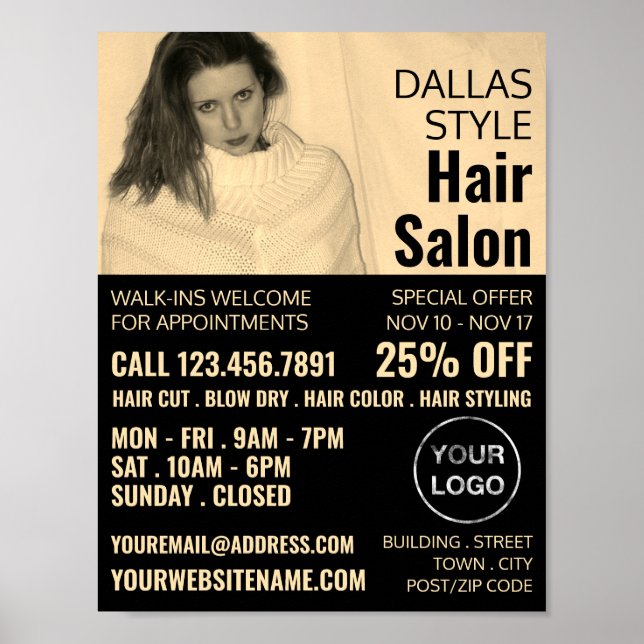 Texan Girl, Hair Stylist, Hair Salon Advertising Poster (Framsidan)