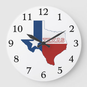 Texan Statlig flagga Texas Shaped Lone Star Texan Stor Klocka