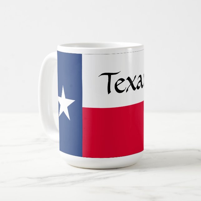 Texan, Texas Flagga med blå nätredskap, Mugg (Framsida vänster)