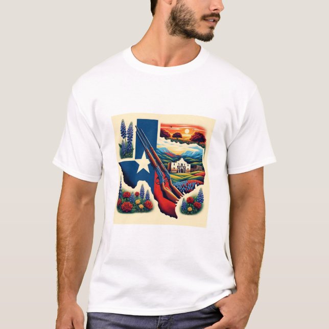 Texan Tribute: Symboler för Pride och patriotism T Shirt (Framsida)
