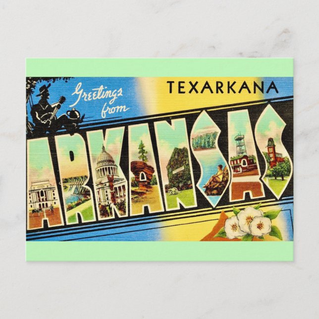 Texarkana Arkansas Retro vykort  (Framsida)