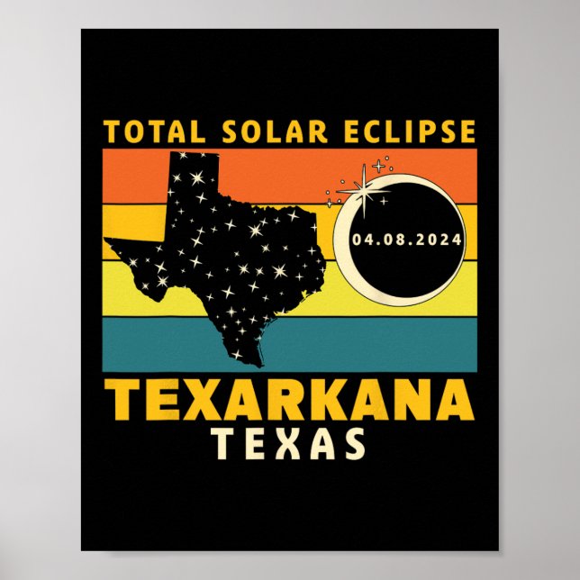 Texarkana Texas Total Solar Eclipse 2024 Poster (Framsidan)