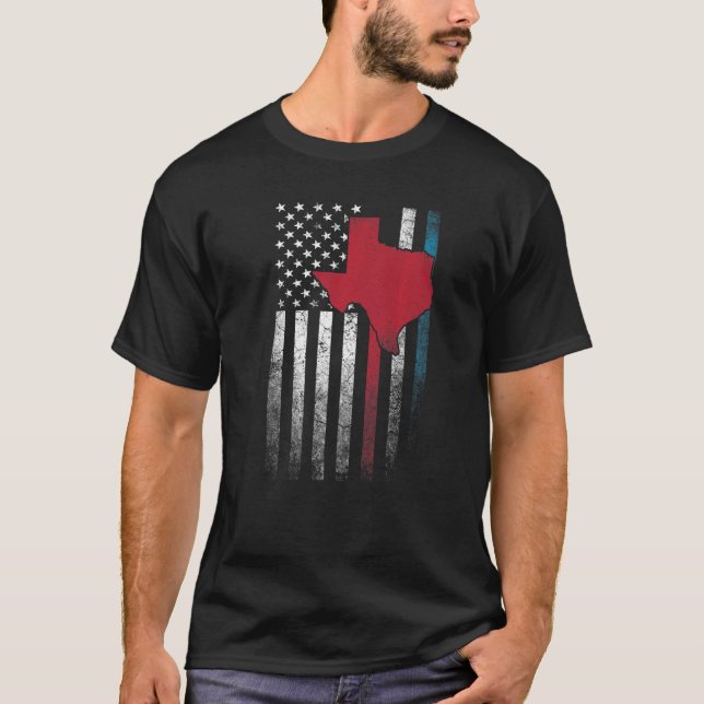 Texas 4:e juli Amerikanska Flagga US Patri T Shirt (Framsida)