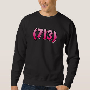 Texas 713 Area Code Houston Pasadena Pearland Leag Lång Ärmad Tröja