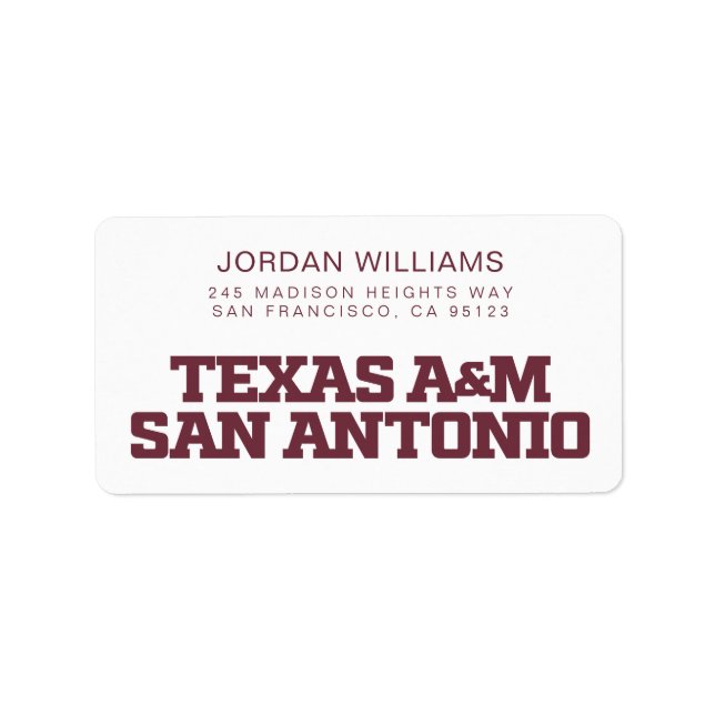 Texas A&M San Antonio Adressetikett (Framsidan)