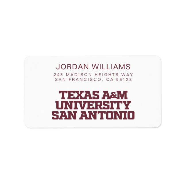 Texas A&M Universiteten-San Antonio Adressetikett (Framsidan)