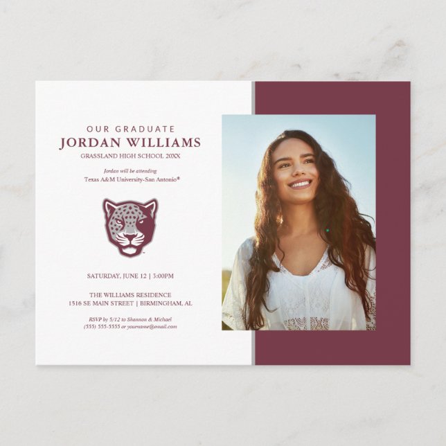 Texas A&M University-San Antonio | Jaguars Meddelande Vykort (Framsida)