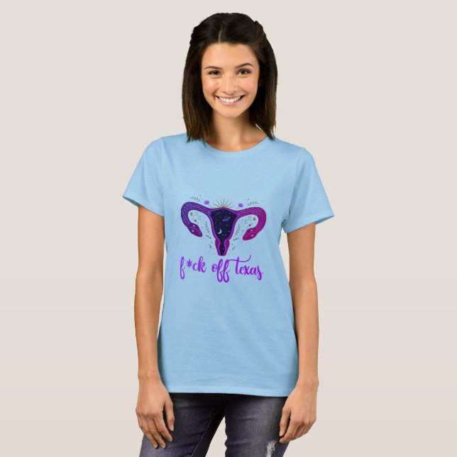 Texas Abortion Ban Celestial Uterus Protest T Shirt (Hel framsida)