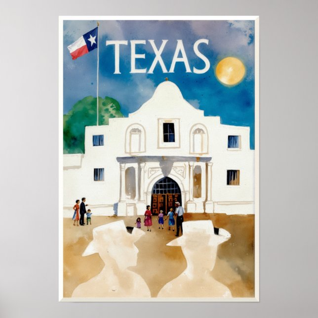 Texas, Alamo, resebroschyr Poster (Framsidan)