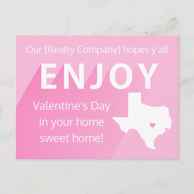 Texas Alla hjärtans dag Realtor Marknadsföring Pos Vykort (Framsida)