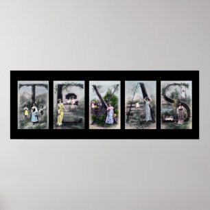 TEXAS Alphabet Brev Namn Art Poster