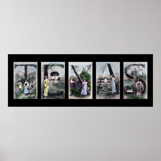 TEXAS Alphabet Brev Namn Art Poster (Framsidan)