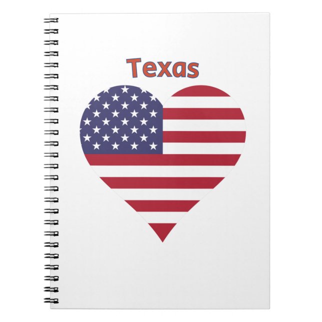 Texas American Flagga Heart Anteckningsbok (Framsidan)