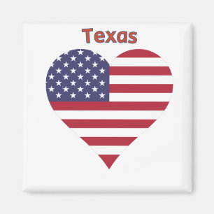 Texas American Flagga Heart Magnet