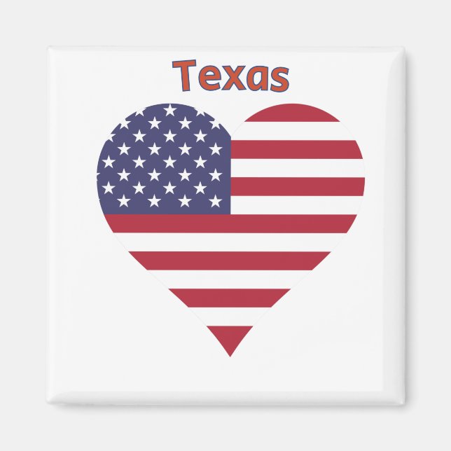 Texas American Flagga Heart Magnet (Framsidan)