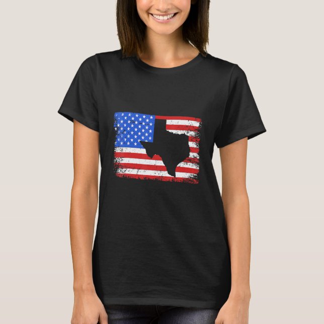 Texas American Flagga Outline Distress Ultimate 4t T Shirt (Framsida)