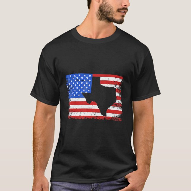 Texas American Flagga Outline Distress Ultimate 4t T Shirt (Framsida)