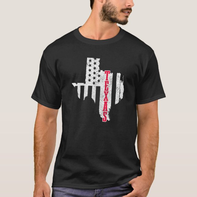 Texas American Flagga State Karta Pride Patriotic  T Shirt (Framsida)