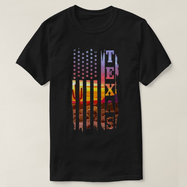 Texas American Pride Ligcape Cactus Patriot T Shirt (Design framsida)