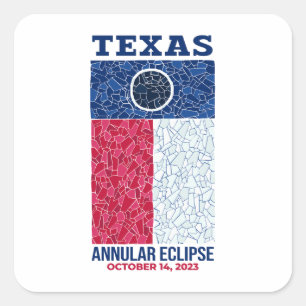 Texas Annular Eclipse Square Sticker Fyrkantigt Klistermärke