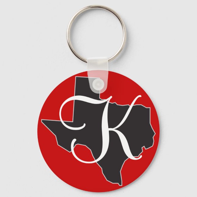 Texas Anpassningsbar Monogram Initial på tillstånd Nyckelring (Framsida)