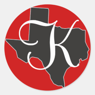 Texas Anpassningsbar Monogram Initial på tillstånd Runt Klistermärke