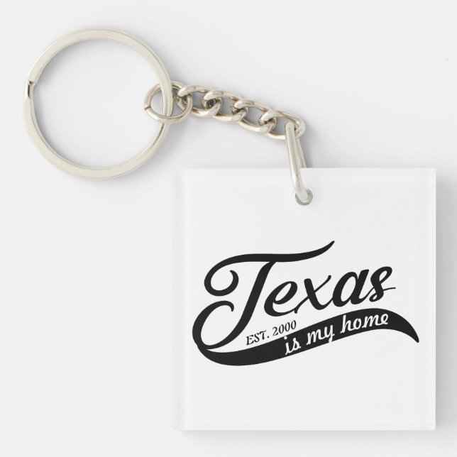 Texas är min hem Typsnitt Akrylnyckelring (Framsidan)