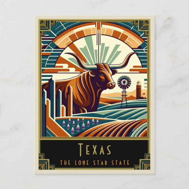 Texas | Art Deco Vykort (Framsida)