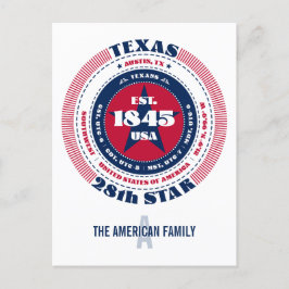 Texas, Austin, TX, Patriotic, Monogram Vykort
