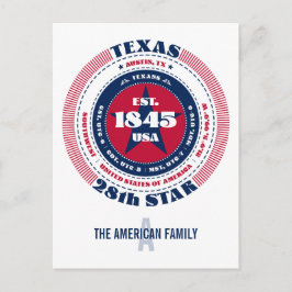 Texas, Austin, TX, Patriotic, Monogram Vykort